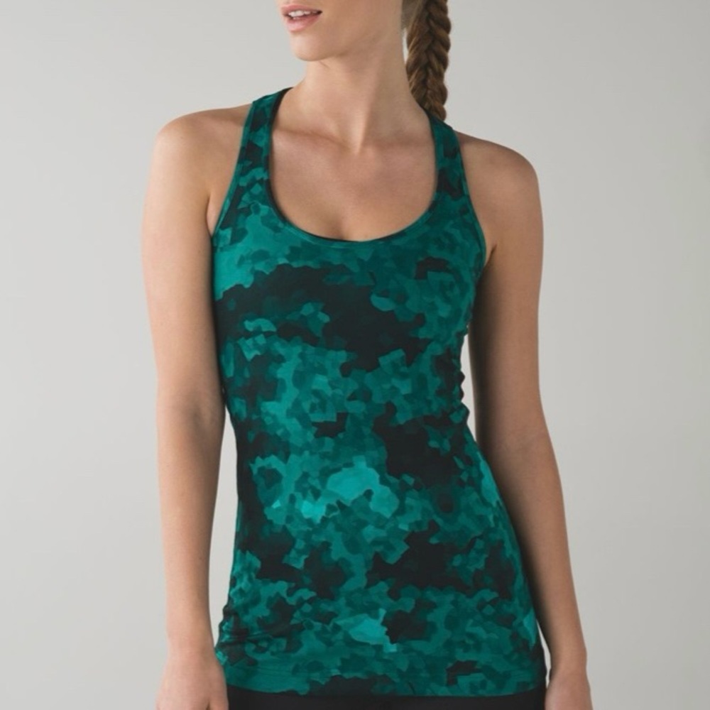 Lululemon Cool Racerback Tank, Clouded Dreams Cosmic Teal Multi, Size 4